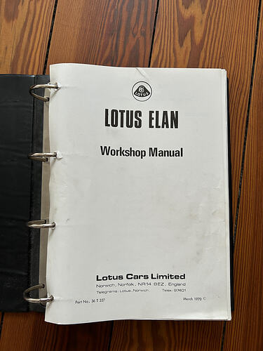 Elan Workshop Manual Binder - Parts for Sale - LotusElan.net